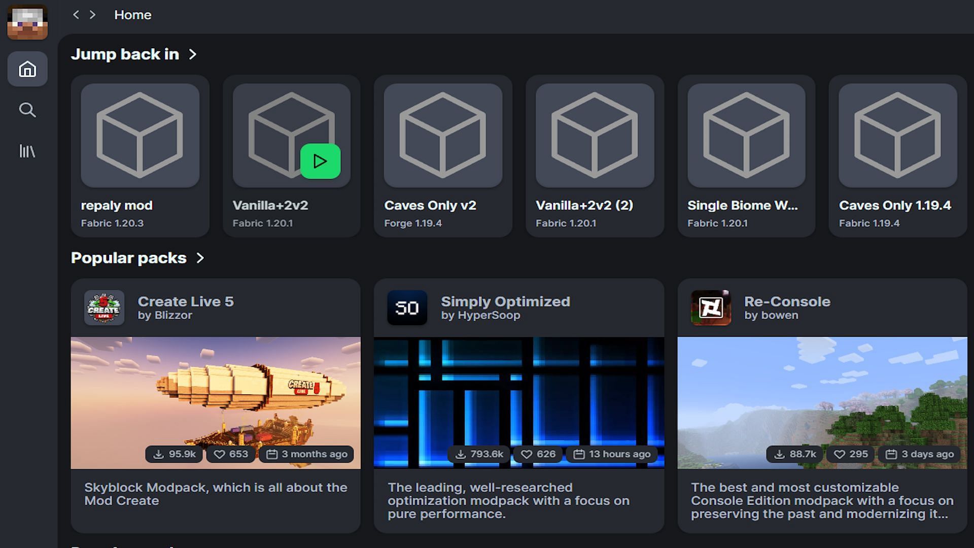 Modrinth's home page (Image via Modrinth)